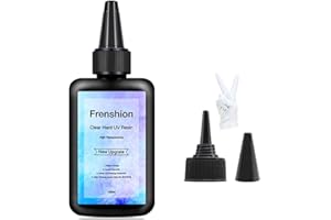 FRENSHION 100 g de mise à niveau rapide Cure! Type de type Crystal Clear Clear UV, Gale UV Ultraviolet durage, Cure solaire Sunlight Resin Resin Adhesive Glue for Bijoux Making + 2 paires de gants