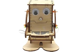 Kalttoy Robot Manger des Pièces Monnaie Projet Tige Banque pour Enfants Bricolage en Bois Modèle Mécanique Tige Robot À Monter Soi-même Tige Construction Éducative Éducative
