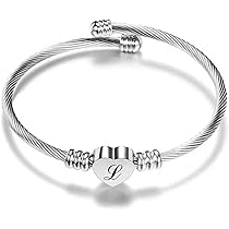 Bracciale Con Lettera Iniziale - Acciaio, Cristalli, Ciondolo Cuore, Regolabile, Confezione Regalo - Foto 3