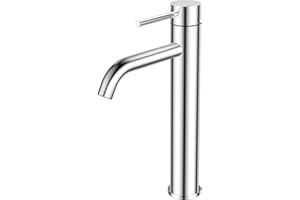 Forious Rubinetto per il Bagno, Miscelatore per il Lavabo Alto con Altezza del Beccuccio di 190 MM, Finitura Cromata e Miscelatore Monocomando per il Lavabo in Bagno, WC per Ospiti