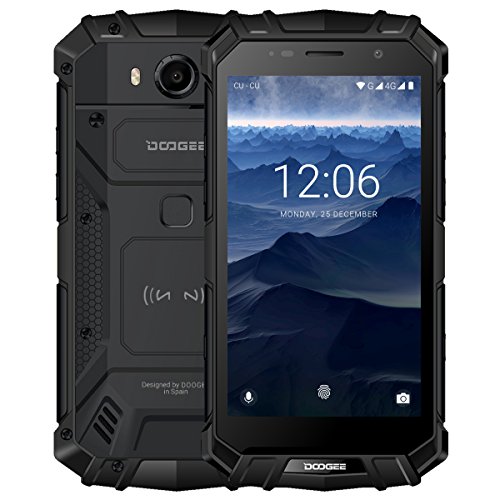 Outdoor Handy, DOOGEE S60 4G Dual SIM Smartphone Ohne Vertrag Android 7.0, 5,2 Zoll FHD Display mit 6GB / 64GB, 21 MP Hauptkamera, 5580mAh 12V2A Fingerabdruck NFC IP68 Wasserdichte Smartphone -Schwarz