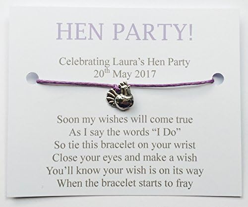 5 x Personalised Hen Party Hen Night Wish Bracelets Plain Design Beautiful Favours/Gifts (Purple)