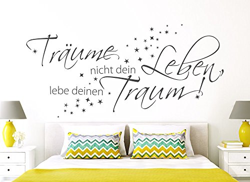 Grandora W1102 Wandtattoo Zitat Träume nicht dein Leben, Lebe deinen Traum Schlafzimmer weiß 120 x 47 cm - 2