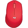 Logitech M330 SILENT PLUS Wireless Mouse, 2.4GHz with USB Nano Receiver, 1000 DPI Optical Tracking, 2-year Battery Life, Compatible with PC, Mac, Laptop, Chromebook - Red