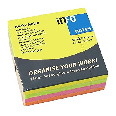 Viquel GLOBAL note - Bloc de 320 Notes Repositionnables - 75x75mm - Jaune Vif/Rose Vif/Vert Vif/Orange Vif
