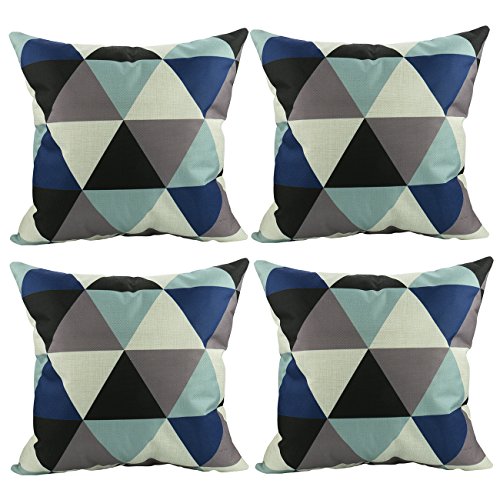 Luxbon 4er Set modern Geometrische Dreieck Leinen Kissenbezug Lendenkissen Wurfkissenbezug Pillowcase Cafe Haus Auto Deko 18 x 18 ''