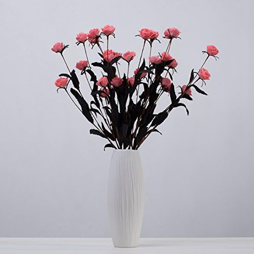Ceramic vase decorative ornaments flower arrangement Fresh white European gypsum modern simple dining table,Tempting + two powder string rose