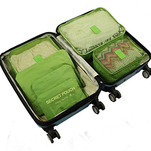Preisvergleich Produktbild Packwürfel / 6-teiliges Reiseverpackungs-Set / wasserdichte Gepäckwürfel für Rucksack, Handgepäck, (mehrere Blumenmuster) Grün A