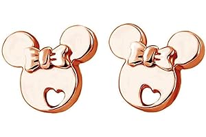 Findout, Ohrstecker Micky Maus, klein, Rosé vergoldet, 925 Sterling Silber, hohl, niedliche Ohrstecker für Mädchen, Artikel 1480rose
