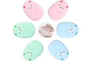 Laughhe 300 Feuilles de Savon en Papier Feuilles de Savon Portable Savon de Papier Voyage Flocons de Savon Savon de Poche pour l'Extérieur, les Voyages (6 Boîte)