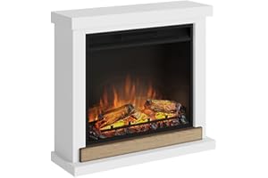 TAGU Hagen Caminetto Elettrico - Camino Elettrico con riscaldamento, 1500W, Programmabile a 7 giorni, Termostato Digitale, Telecomando (Bianco Puro)