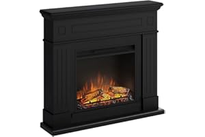 TAGU Larsen Cheminée électrique avec Chauffage, 1500W, Programmable sur 7 Jours, Thermostat numérique, Télécommande (Noir Profond)