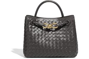 UKETO Gewebte Tasche Damen Retro Hobo-Taschen für Damen, Gewebte Tragetasche Gewebte PU Leder Umhängetasche modische Gewebte Geldbörsen Tragetasche Handtasche