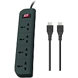 Belkin Essential Series 4-Socket Surge Protector Universal Socket & High Speed HDMI Cable Supports Ethernet, 3D, 4K, 1080p, A