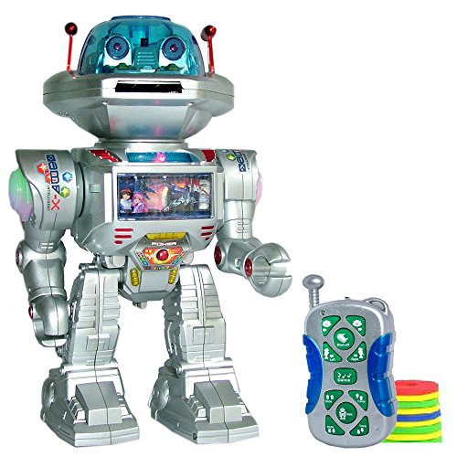 RC Remote Control Fighting Robot - Talking Kids Toy Robot with Sound, Lights and Music - Walking, Shooting Simple To...