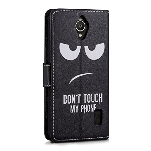 kwmobile Funda para Huawei Ascend Y635 - Carcasa de  Cuero sint  tico  con dise  o Don t Touch my Phone - Case con  Tarjetero 