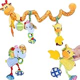 Lalang Infant Beißring Spielzeug, Farbige Kitz Baby Plüschtiere, Kleinkindspielzeug,Beschwichtigen Schlaf Spielzeug, Kleinkindspielzeug Kinderwagen, der Spielzeugauto-Drehmaschine hängenden Baby Rasseln - 2