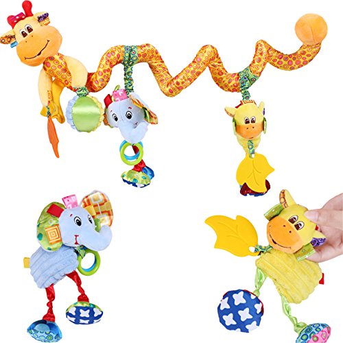 Lalang Infant Beißring Spielzeug, Farbige Kitz Baby Plüschtiere, Kleinkindspielzeug,Beschwichtigen Schlaf Spielzeug, Kleinkindspielzeug Kinderwagen, der Spielzeugauto-Drehmaschine hängenden Baby Rasseln - 2