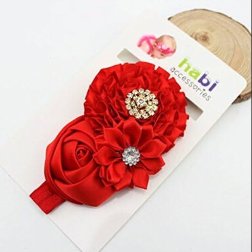 Baby's Headbands Girl's Cute Head Band Hair Bow Rose Crystal Flower,red