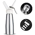THW® Aluminium Cream Whipper/Dispenser Canister-500 Ml Multiple Attachments for Heavy Duty Professional Use in Homes, Cafes, Hotels and Restaurants