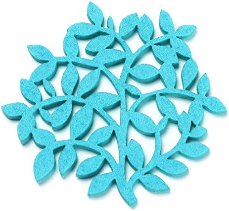 Dulce Cocina Tree Pattern Felt Coaster Set of 6 (Teal) - Protect Your Table with Style - Home Decor Or Housewarming Gift