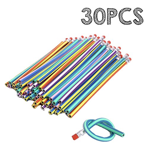 Leisial 30pcs Lápiz Blando Mágicos Flexibles Creativa para Estudiante Lápiz de Deformación 18CM (Multicolor)