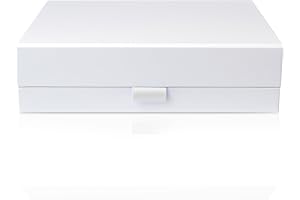 Thepaperbagstore 1 White Extra Large Luxury Magnetic Gift Box - 42x32x12cm - Easy Assembly Magnetic Closure/Lid & Ribbon Tab - Suitable for Weddings, Bridal Showers, Presents and Corporate Gifts