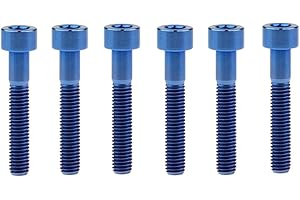 Yaruijia Bullone in titanio DIN912 M6 x 10/15/16/18/20/25/30/35/40/45/50/55/60 mm, viti a testa quadrata a esagono incassato Gr5 per parti di biciclette, confezione da 6 (M6 x 30 mm, blu)