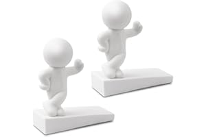 Omoojee Uroczy ogranicznik do drzwi, 2 szt. dekoracyjny ogranicznik do drzwi, skuteczny do trzymania otwartych drzwi, biały (opatentowany)