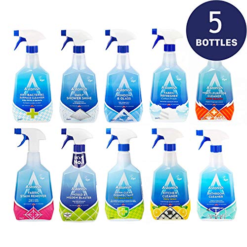 Astonish Sprays - Pick Any 5 750ml Trigger Sprays; Mould and Mildew, Antibacterial, Bathroom, Disinfectant, Kitchen, Multi-Purpose, Shower, Glass, Fabric Fresh and More