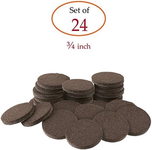 Self-Stick Brown Round Felt Pads 24-Piece Value Pack for Furniture Legs Protect Tile Linoleum Vinyl Wood Floors – ¾ inch, (thickness: 5mm)