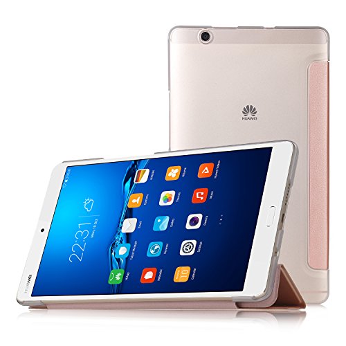 Huawei MediaPad M3 8.4 Hülle, IVSO Ultra Schlank Superleicht Ständer Slim Leder zubehör Schutzhülle für Huawei MediaPad M3 8.4 Tablet-PC perfekt geeignet (Slim-Rose Golden)