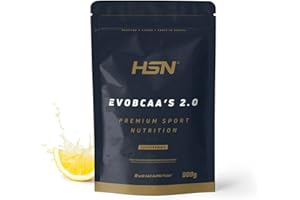 HSN BCAA con Glutamina Evobcaa's 2.0 | Limón 500g | Aminoácidos Ramificados Ratio 12:1:1 (Leucina + Valina + Isoleucina) | No Incluye Dosificador | No-GMO, Vegano, Sin Gluten