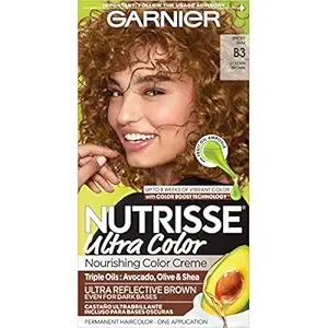 Garnier Nutrisse Ultra Color Nourishing Permanent Hair Color Cream, B3 Golden Brown (1 Kit) Brown Hair Dye (Packaging May Vary), Pack of 1