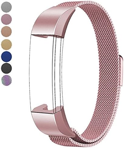 Fitbit Alta HR and Alta Bands Metal, YMCCOOL Milanese Stainless Steel Adjustable Replacement Accessories Metal Band for Fitbit Alta HR and Alta Rose Pink 5.5-8.3 Inch
