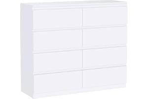 Vida Designs Denver 8 Drawer Chest of Drawers White – Modern Wooden Storage Unit