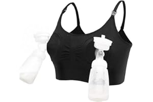Acrawnni Women Hands Free Breast Pump Breast Feeding Pump Pumping Maternity Wireless Adjustable Nursing Bra Black