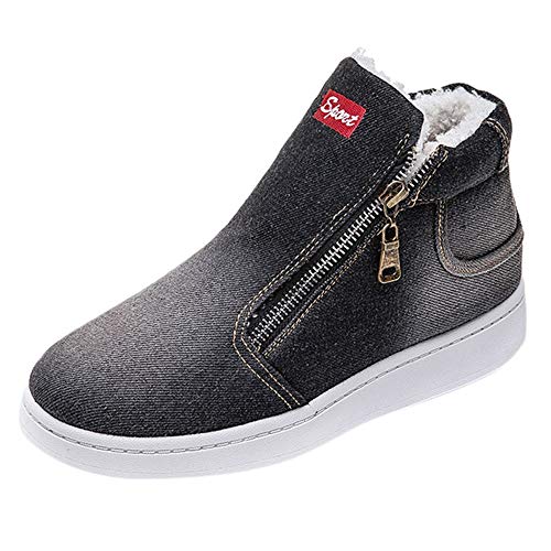 Preisvergleich Produktbild JUSTSELL_Schuhe Damen Herbst,Frauen Cowboy Leinwand Sneaker Reißverschluss Sportschuhe Schnallen Warm Gefüttert Baumwollschuhe SKunstlederer Warm Schuhe für Winter
