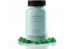 COCUNAT - Happy Hair | Vitaminas para el cabello | Previene la Caída del Cabello | Fortalece y Estimula el Crecimiento | Biotina | Resultados en 6 Semanas | 60 uds