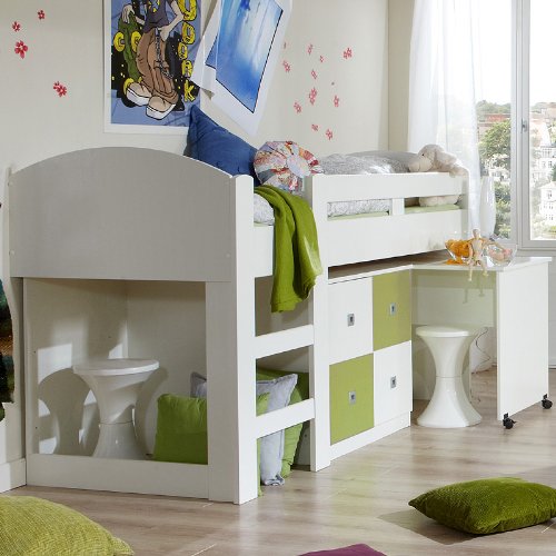 Preisvergleich Produktbild Hochbett »DAYLIGHT« in alpinweiß - apfelgrün