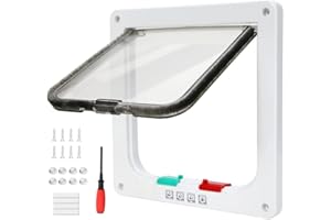 Stickerboy Large Cat Flap 23.5 x 25 x 2cm Slim Design 4 Way Locking Cat Flap Door Lockable Cat Flaps Pet Door Safety Pet Door for Panel Door/Glass Door/Window