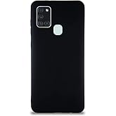 KZY Contact Case Compatible with Samsung Galaxy A21S Soft Premier Color Silicone Cover - Black