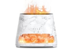 SALKING Dyfuzor zapachowy i lampa solna z Gór Słonych w Pakistanie 2 w 1, z efektem płomienia do olejków eterycznych, dyfuzor nawilżający mgłą z 3-stopniową regulacją jasności, 150 ml