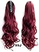 Queen Wig Langwelle-Greifer-Klipp-Pferdeschwanz-in am Haarteil Verlaengerung Haarteil - 99J# Burgundy Red