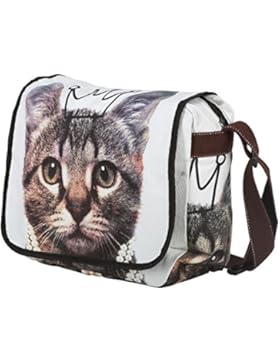 Baumwolle Katzenmotiv Umhänge-/Schultertasche Medium Damen Messenger Bag