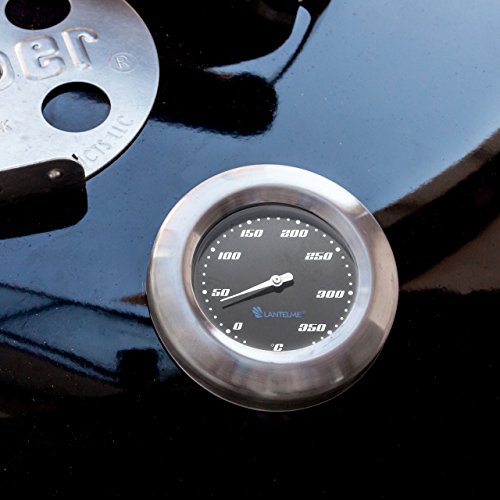Thermometer für Grill / Smoker / Räucherofen / Grillwagen . Analog / Bimetall / Edelstahl . BBQ Grillzubehör Modell Lantelme Racing Black Edition - 2
