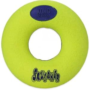 KONG Air Dog Squeaker Donut Dog Toy, Hidden squeaker toy and tennis