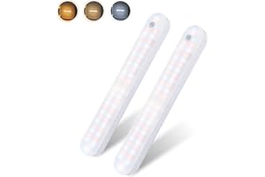 MERTTURM USB Akumulator Czujnikiem Ruchu Oświetlenie 3 Tryby Ruchu x3 Kolory xJasność ściemniana Magnetyczna Lampka Szafki 1600 mAh Sterowanie Dotykowe 52 LED do Kuchni Szafy Korytarza Schodów (2 szt)