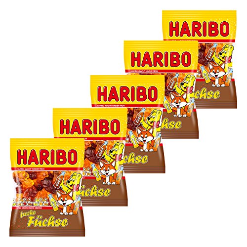 Haribo Freche Füchse, 5er Pack, Gummibärchen, Weingummi, Fruchtgummi, Im Beutel, Tüte