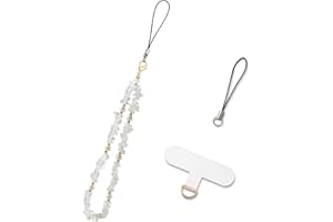 MORSUNBELA Handykette Kurz Weiß Perlen Handgelenk Handyschmuck Handyband Handschlaufe Universal Kurze